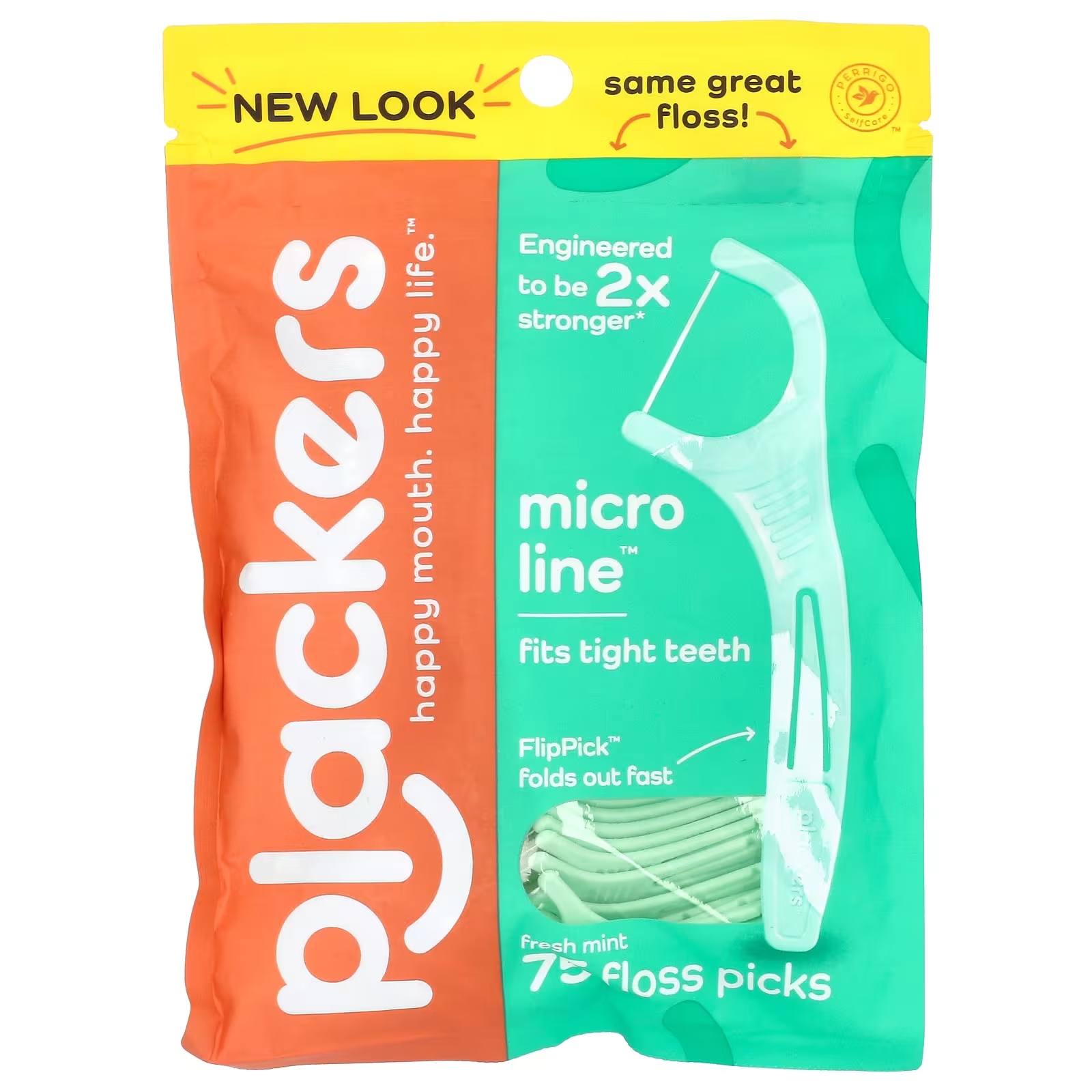 Наборы для зубной нити Plackers Micro Line Свежая мята, 75 шт.