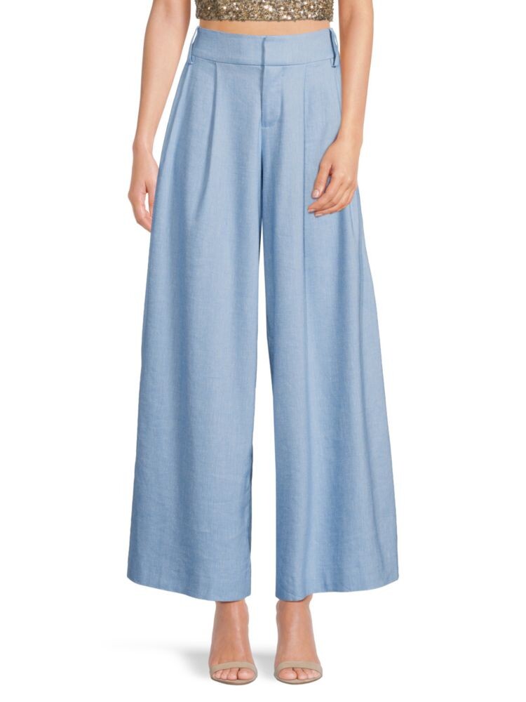 

Широкие брюки из смесового льна Scarlet Alice + Olivia, цвет Chambray