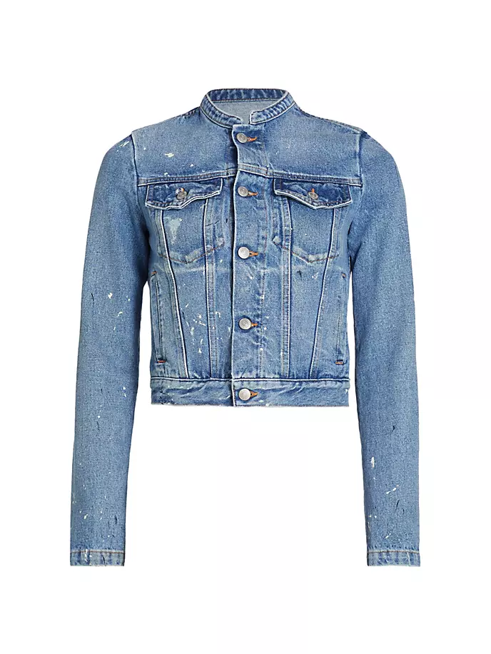 

Джинсовая куртка с брызгами краски Mm6 Maison Margiela, синий