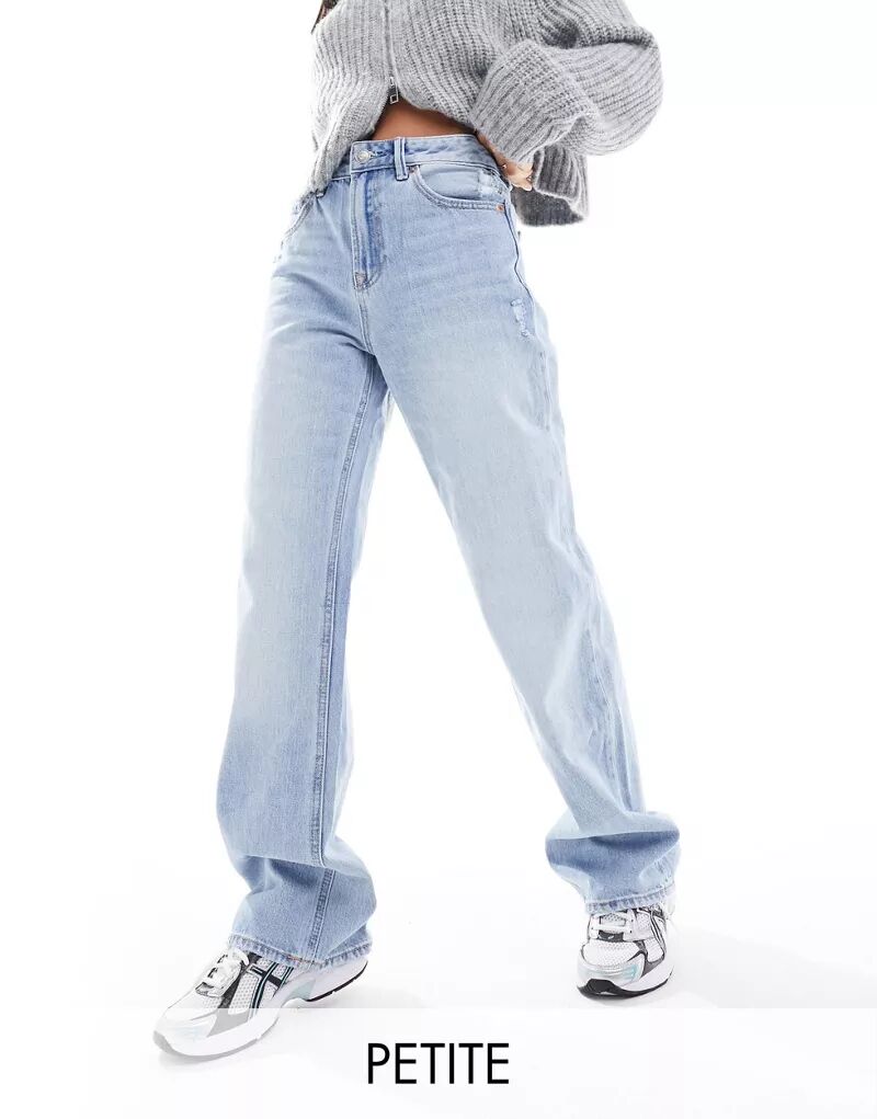 Голубые широкие джинсы в стиле 90-х Stradivarius Petite черные джинсы stradivarius petite в стиле 90 х годов