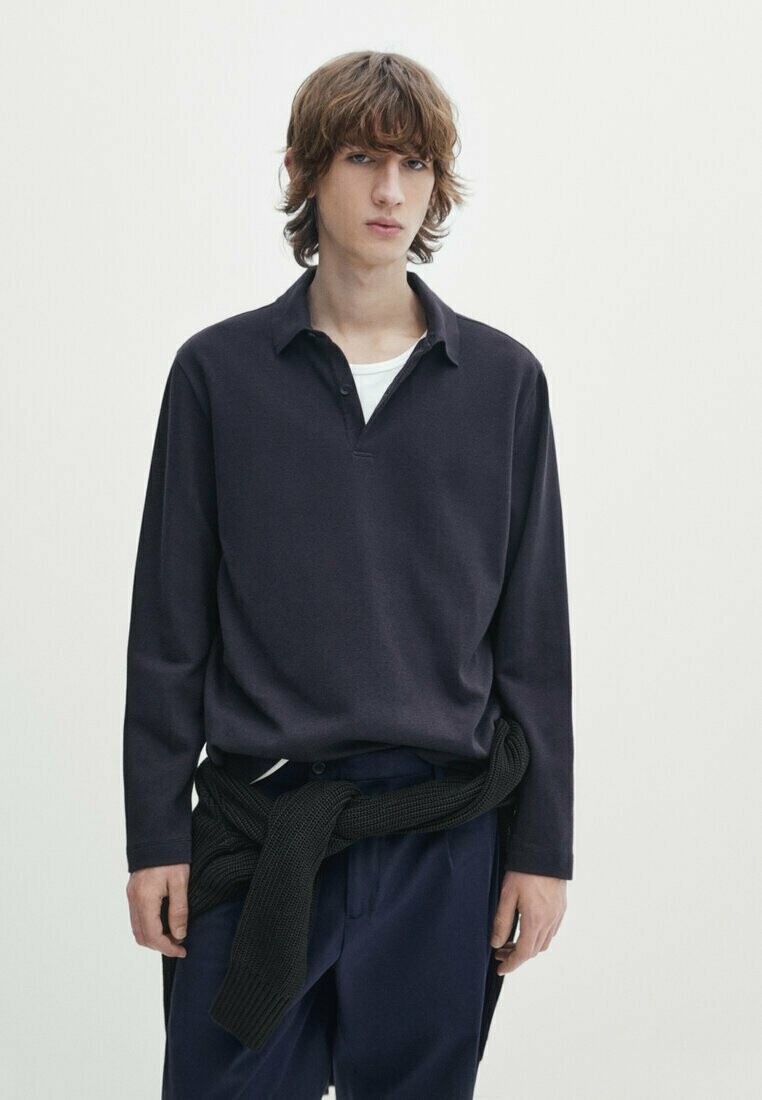

Рубашка-поло Microtextured Massimo Dutti, цвет dark blue