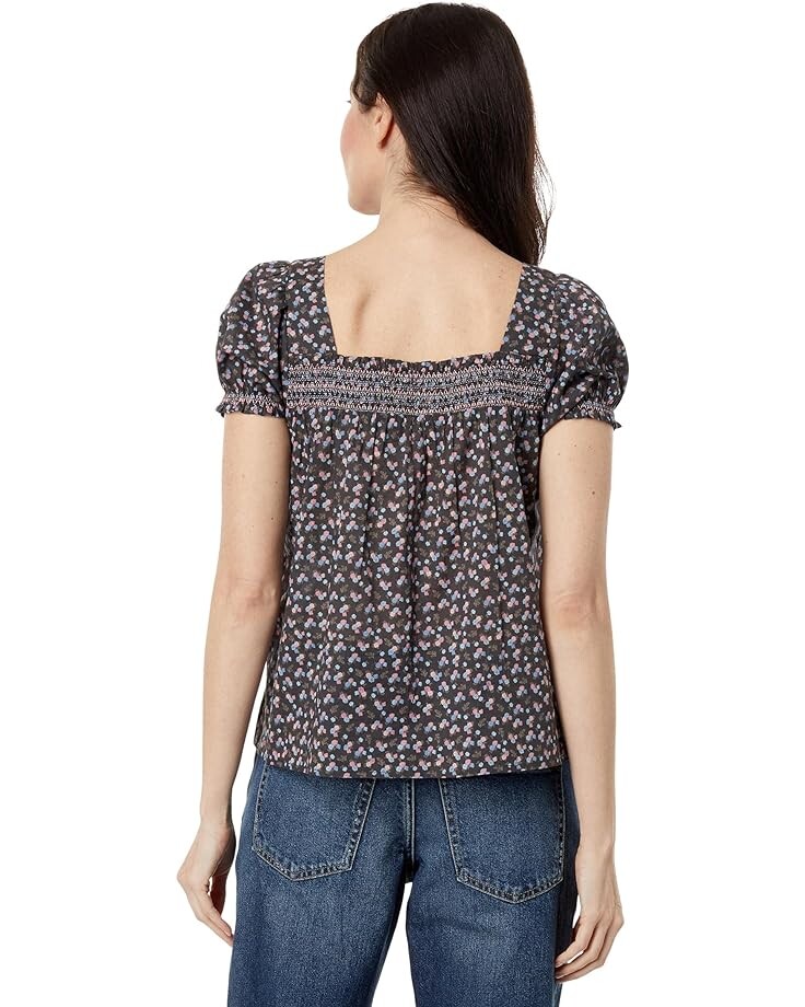 

Топ Lucky Brand Ditsy Foral Square Neck Peasant Top, цвет Raven