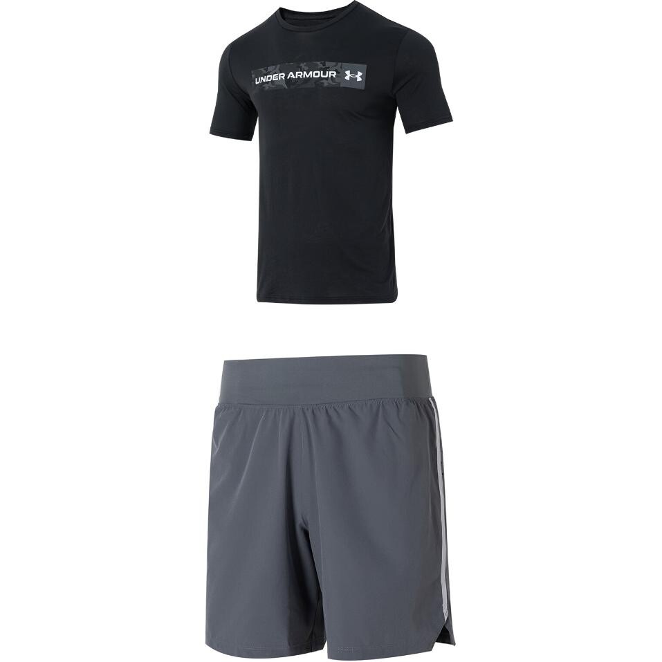 

Повседневная спортивная одежда для мужчин, черный+серый Under Armour, черный