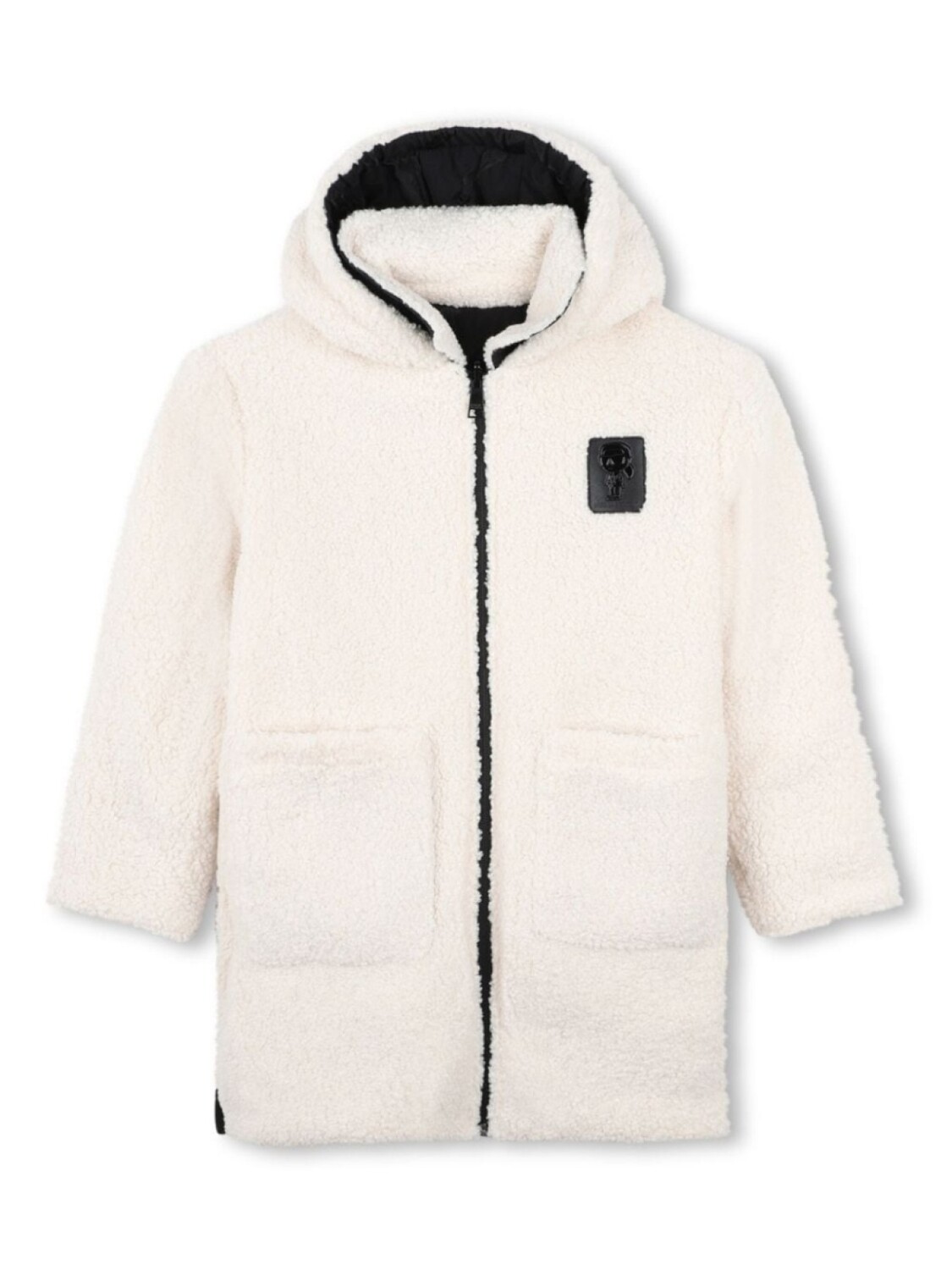 

Karl Lagerfeld Kids двусторонняя парка в полоску с капюшоном, черный