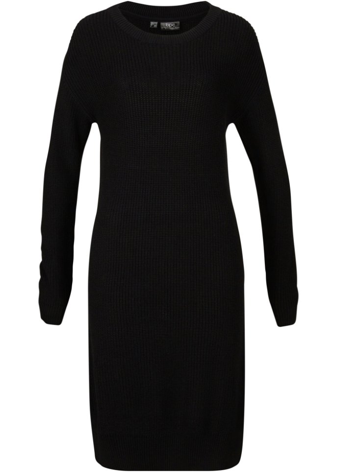 Платье оверсайз в рубчик с разрезом Bpc Bonprix Collection, черный толстовка оверсайз с разрезом bpc bonprix collection