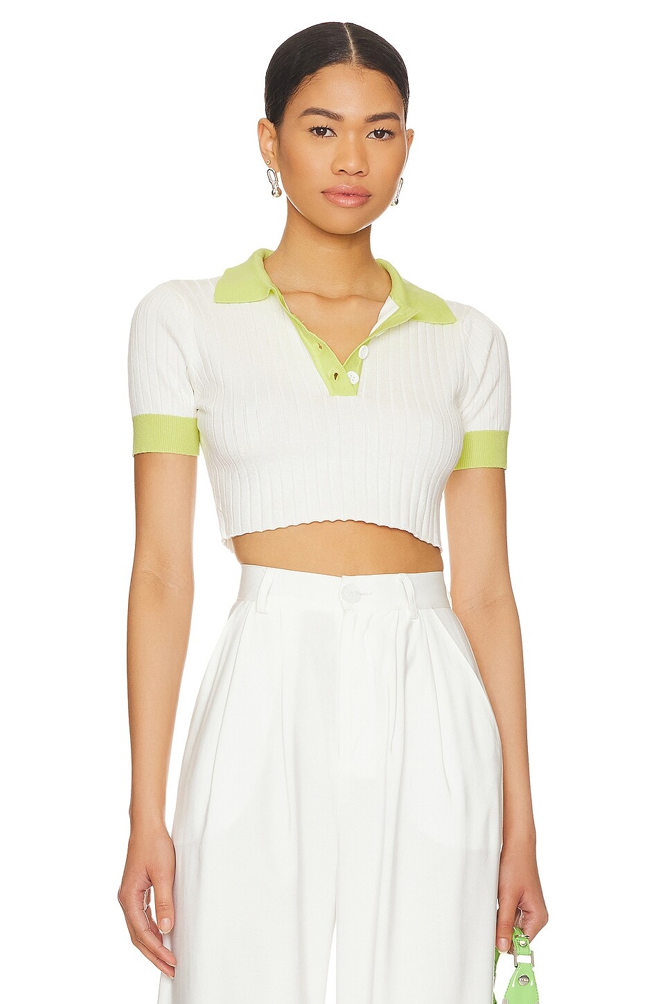 

Топ ALL THE WAYS Joyce Collar Crop, цвет White & Yellow