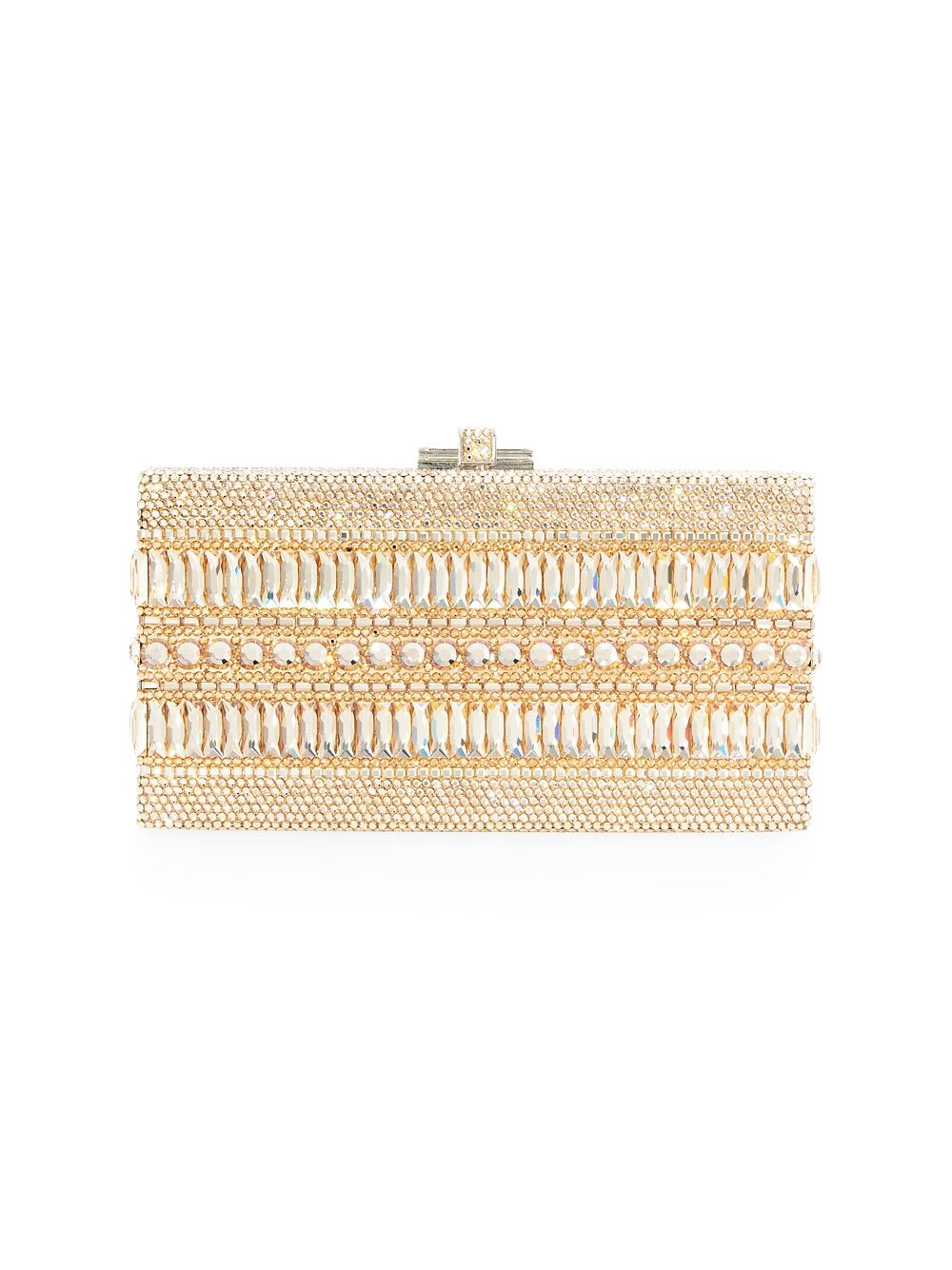 

Гладкий прямоугольный клатч с кристаллами Judith Leiber Couture, серебряный
