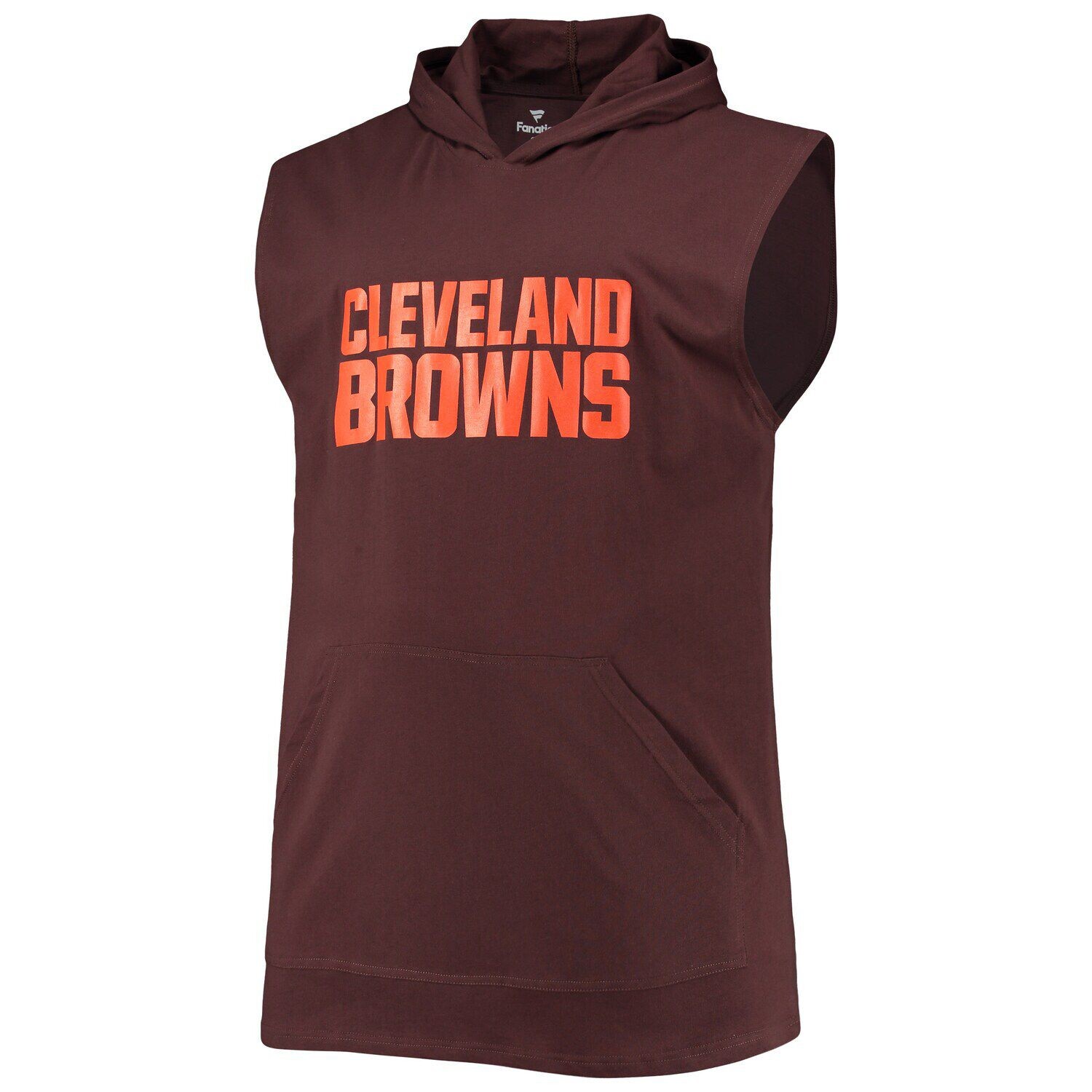 

Мужской коричневый пуловер без рукавов Cleveland Browns Big & Tall Muscle с капюшоном