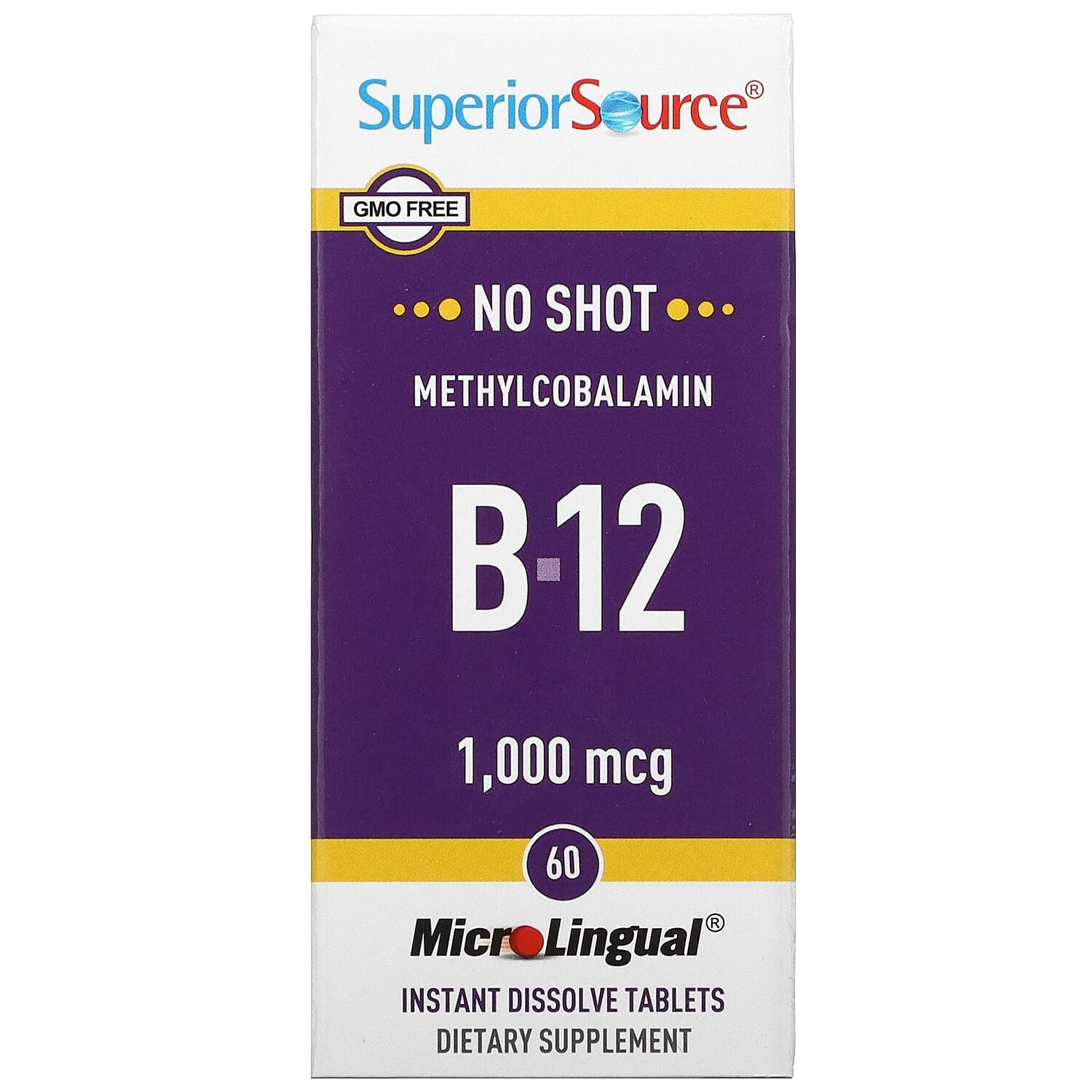 

Метилкобаламин B-12, 1000 мкг, 60 быстрорастворимых таблеток MicroLingual, Superior Source