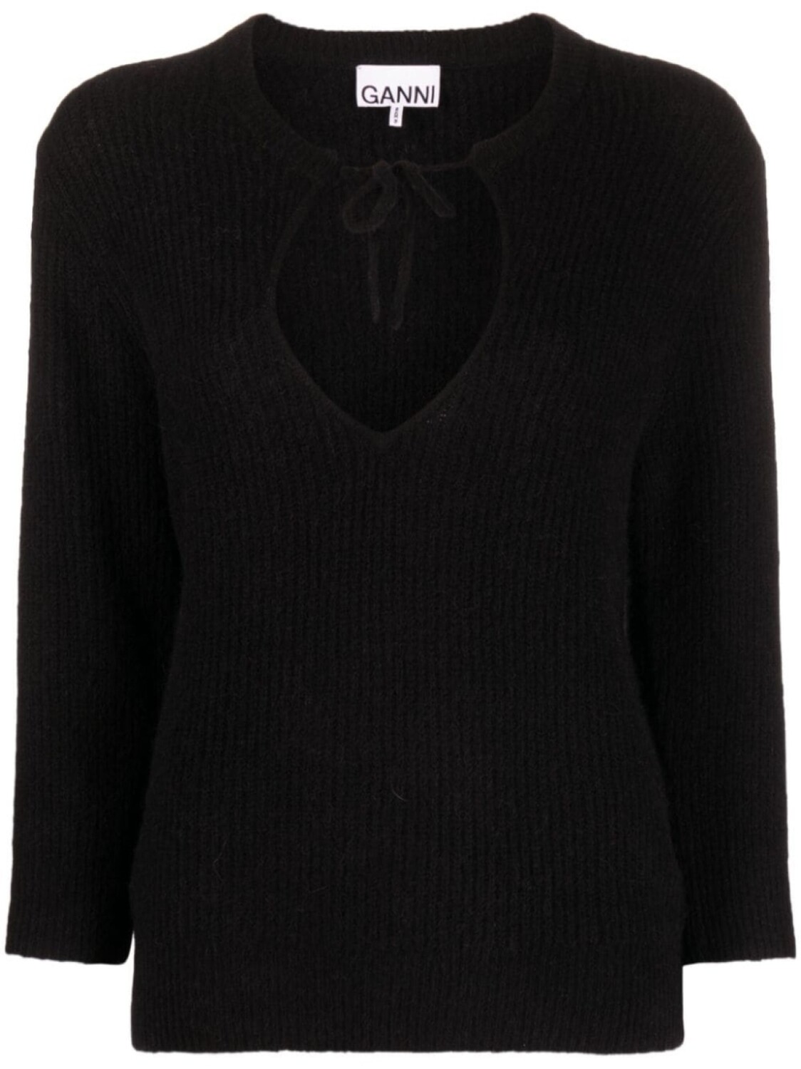 

GANNI cut-out ribbed-knit jumper, черный