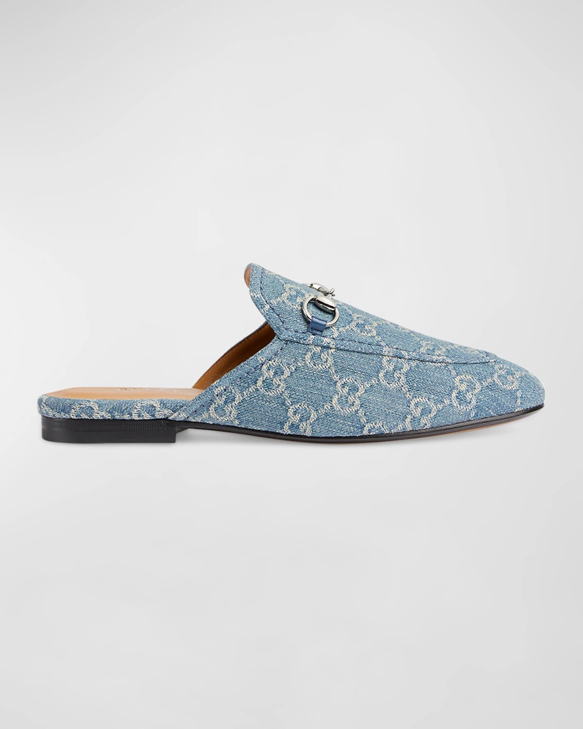 

Джинсовые лоферы Princetown с узором GG Gucci, цвет Light Blue