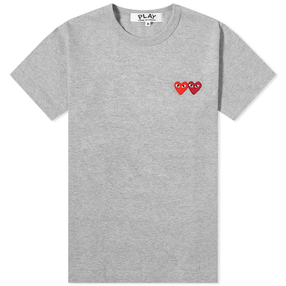 

Женская футболка Comme des Garcons Play с логотипом в виде двойного сердца, серый
