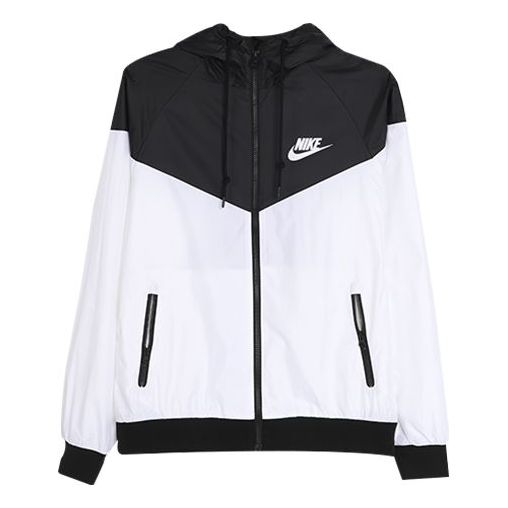 Куртка Nike Woven Windproof Athleisure Casual Sports Colorblock Hooded Jacket Black White, белый