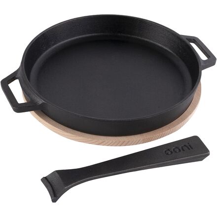 Чугунная сковорода Ooni, цвет Black Cast Iron/Wood сковорода lodge cast iron 25 см