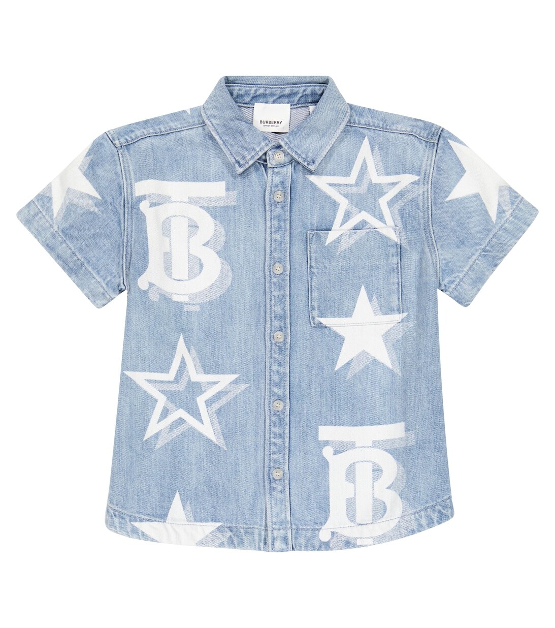 

Джинсовая рубашка с монограммой TB Burberry, синий