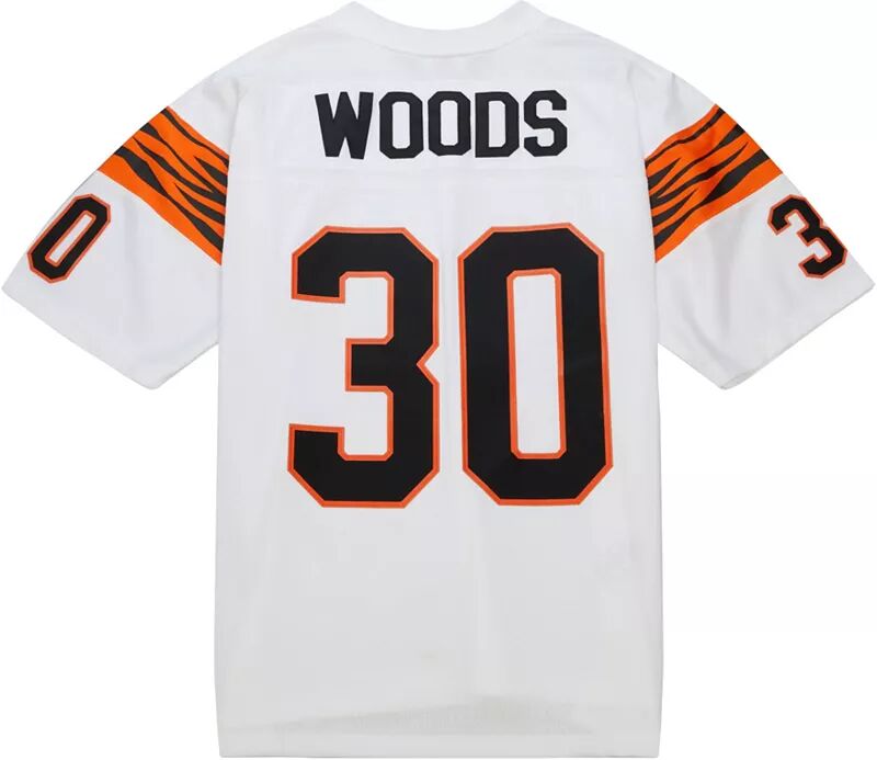 

Мужская белая футболка Mitchell & Ness Cincinnati Bengals Ickey Woods № 30 1988 года