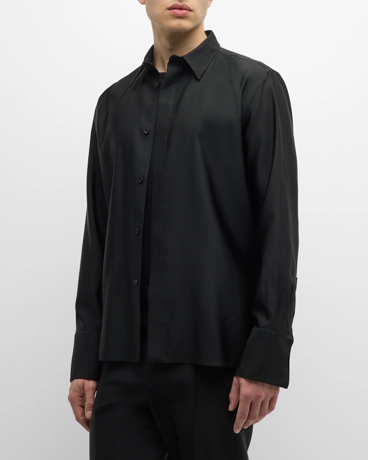 

Мужская спортивная рубашка из жесткого поплина Saint Laurent, цвет Nero