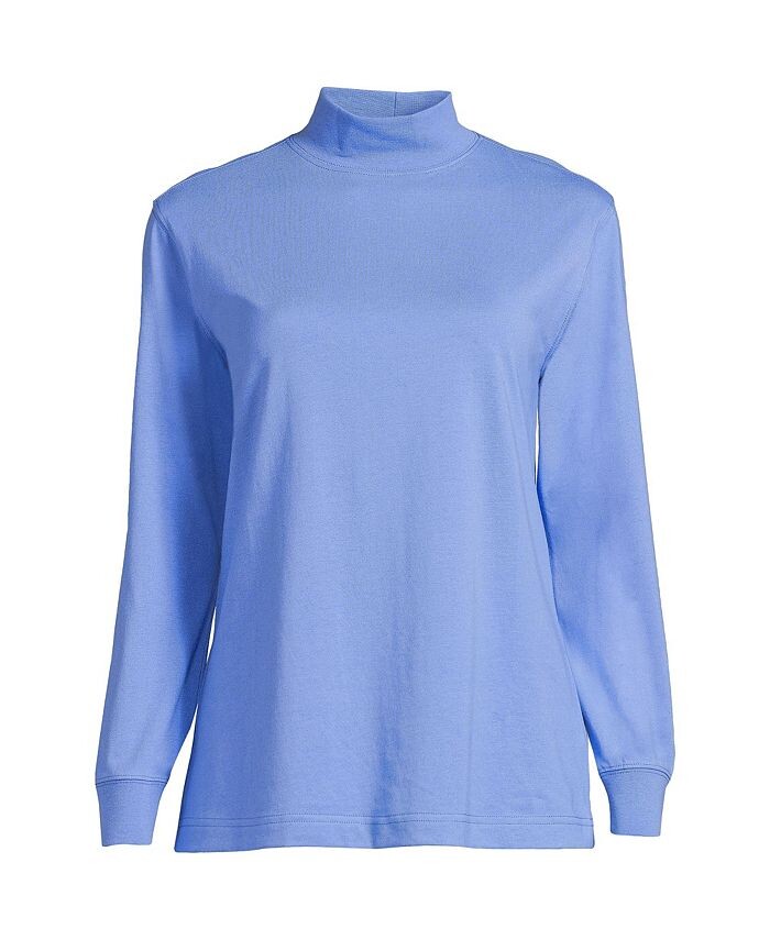 

Женская футболка Super T с длинными рукавами и высоким воротником Lands' End, цвет Chicory blue
