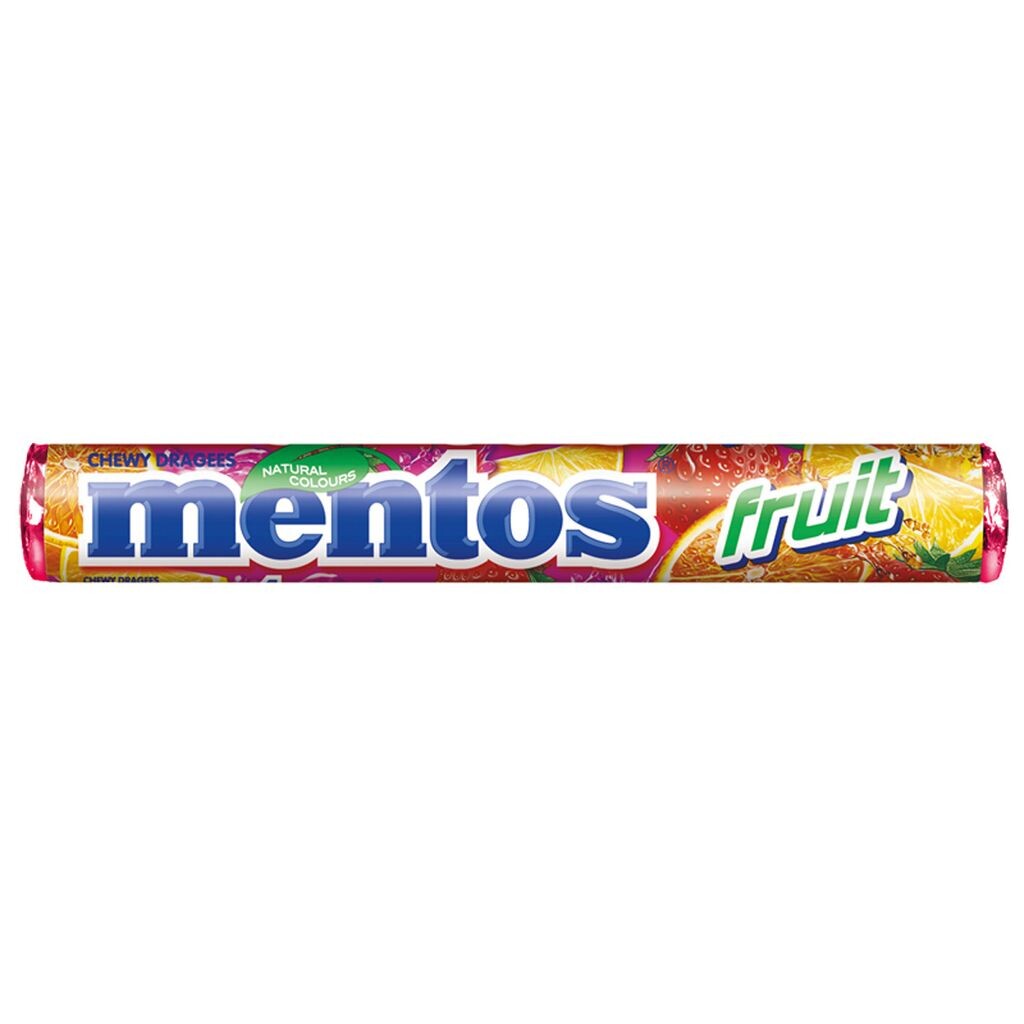 

Драже жевательные Mentos Fruit 1 рулон с восхитительным фруктовым вкусом 38г Cfp Brands