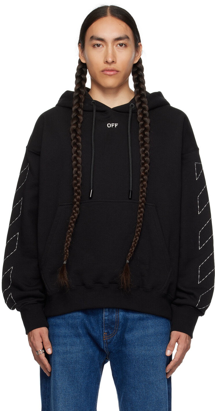 

Off-White Черный худи с вышивкой