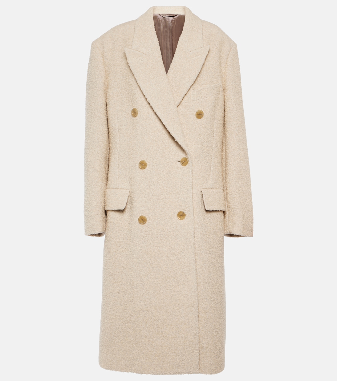 цена Двубортное пальто из смесовой шерсти Acne Studios, белый
