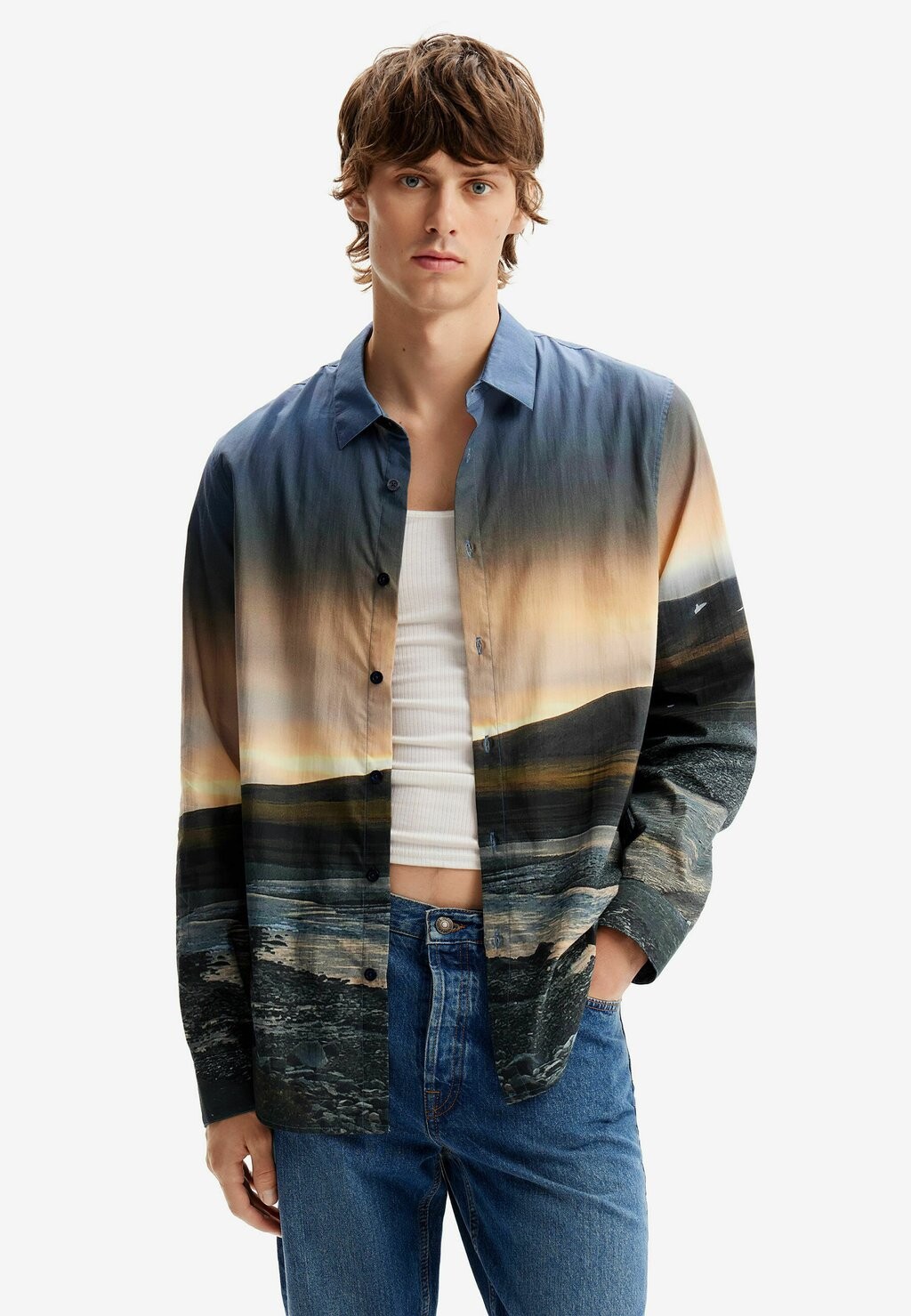 

Рубашка ФОТОГРАФИЧЕСКИЙ ПЕЙЗАЖ Desigual, голубой