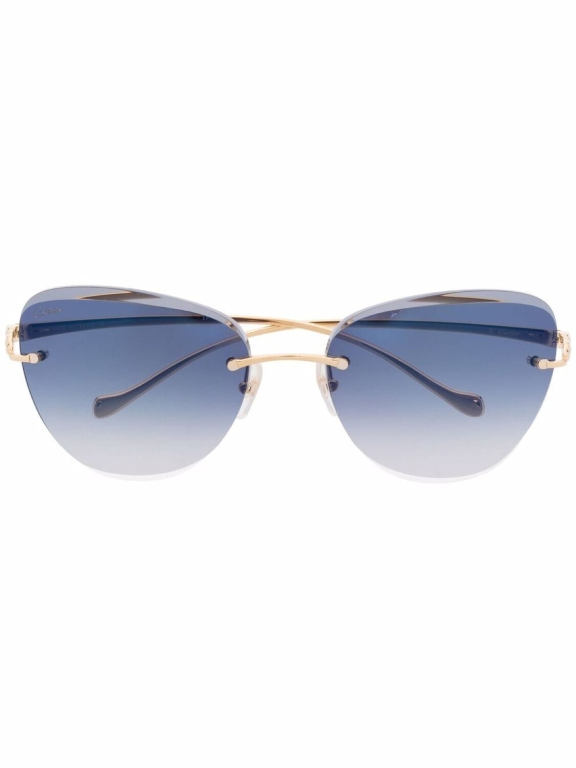 

Cartier Eyewear солнцезащитные очки в безободковой оправе 'кошачий глаз', золотой