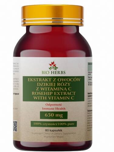 

Экстракт плодов дикой розы с витаминами. С 650МГ 80 капсул Bio Herbs