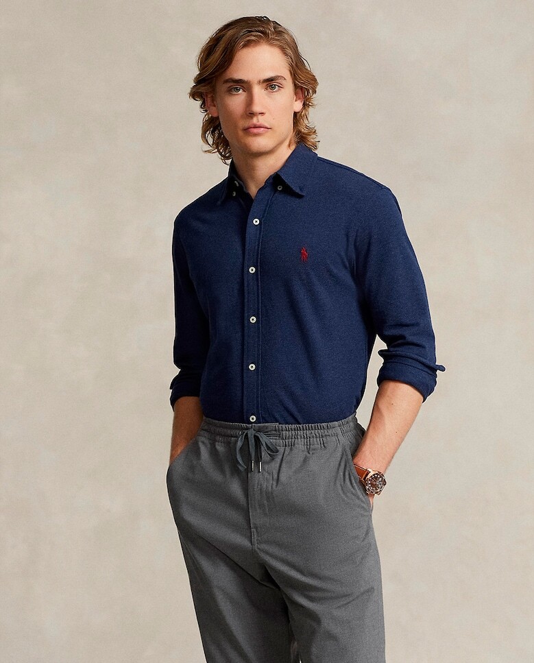

Мужская хлопковая рубашка стандартного кроя Polo Ralph Lauren, темно-синий