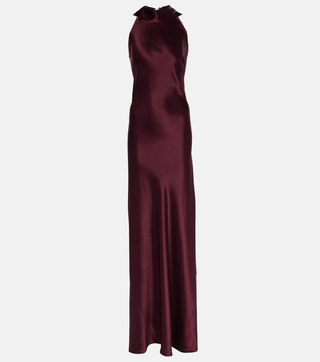 

Платье Sienna из атласа с вырезом халтер Galvan, цвет oxblood
