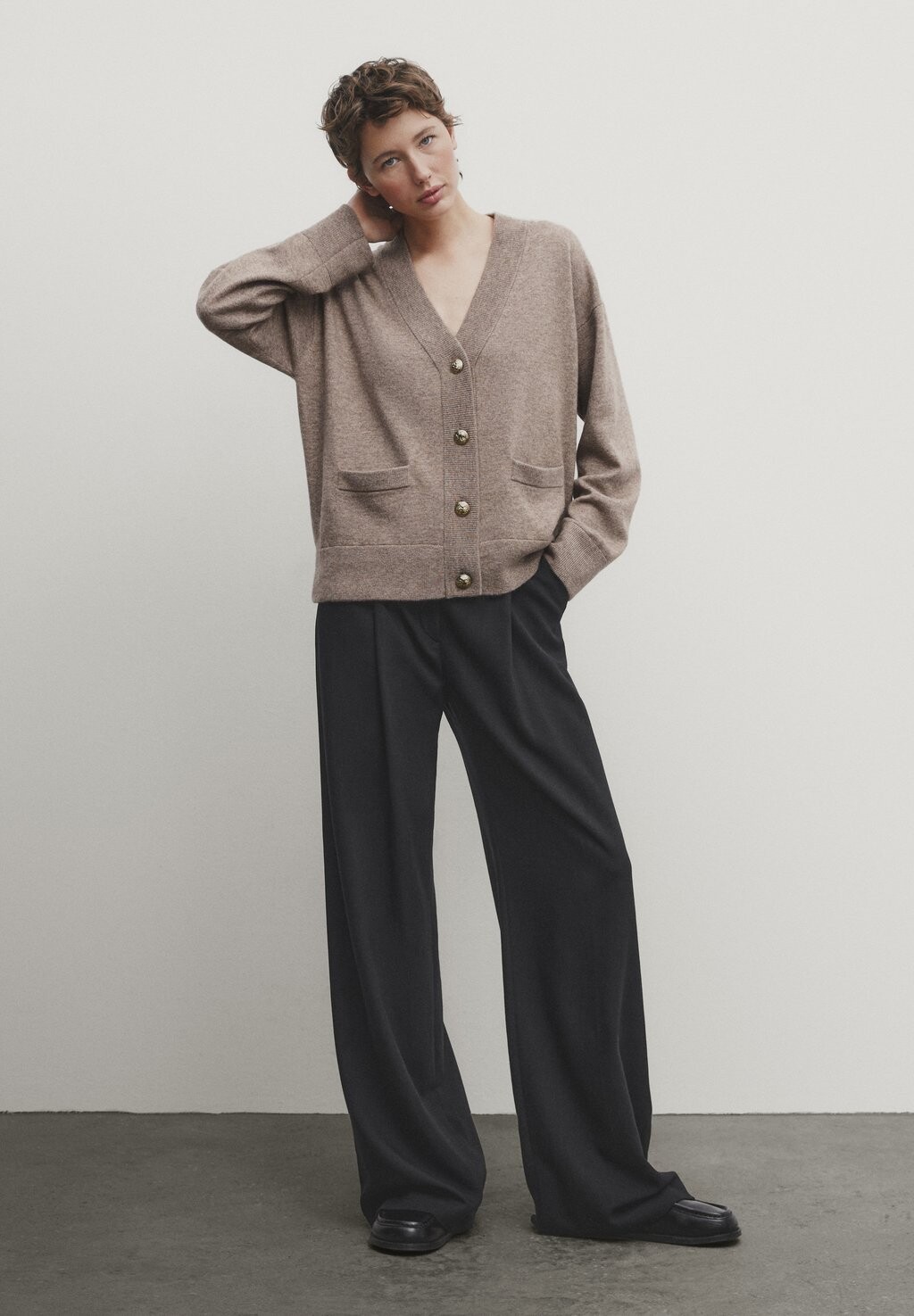 

Кардиган Massimo Dutti С КАРМАНАМИ, цвет mottled light brown