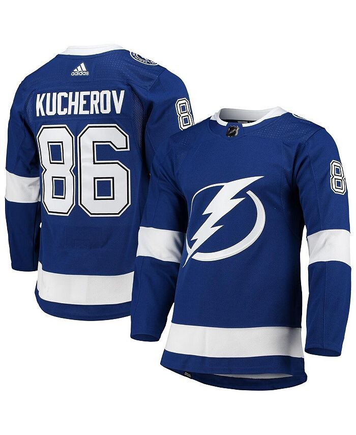 

Мужская синяя футболка Никиты Кучерова Tampa Bay Lightning Home Authentic Pro Player adidas, синий