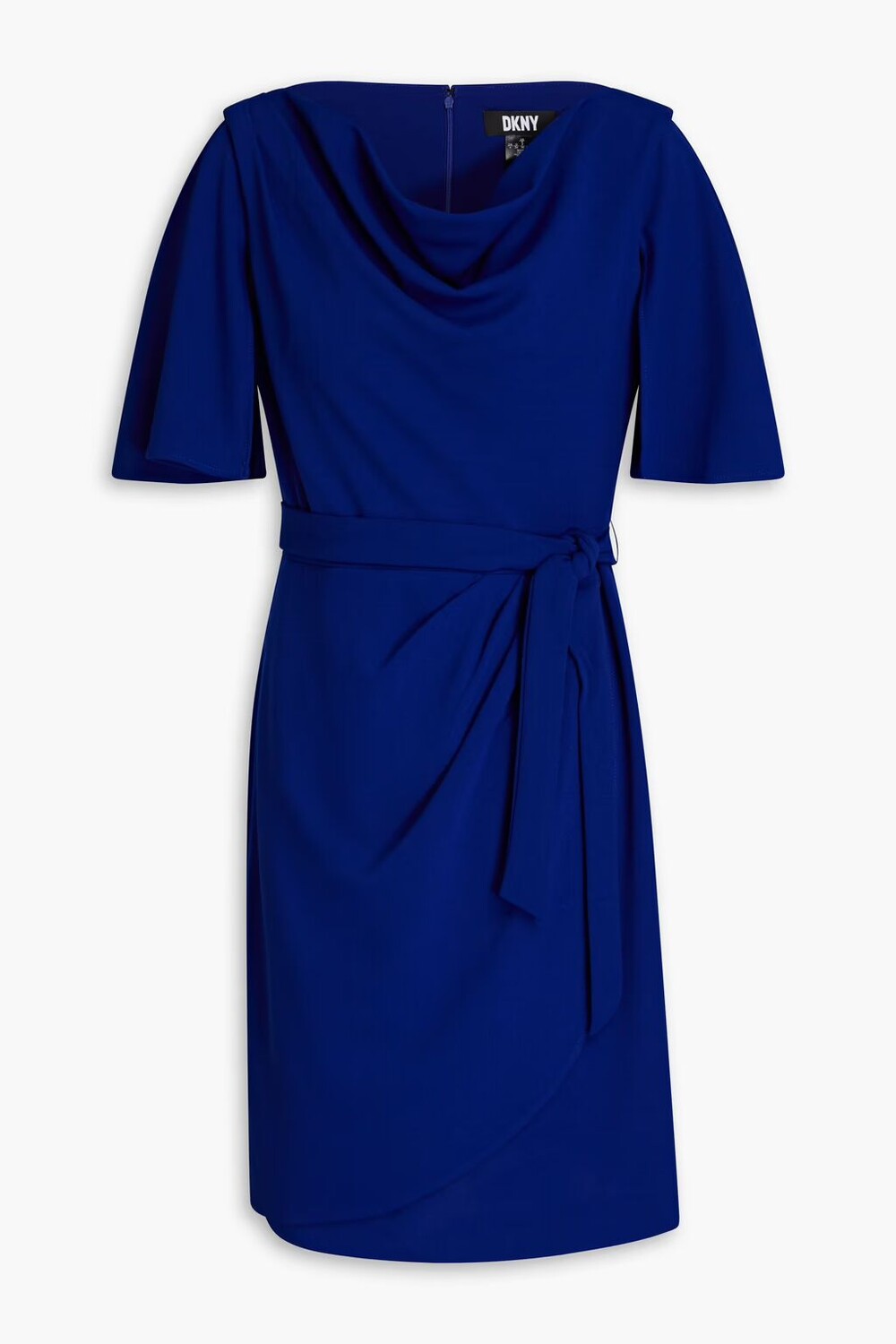 

Платье мини из крепа с запахом и поясом Dkny, королевский синий