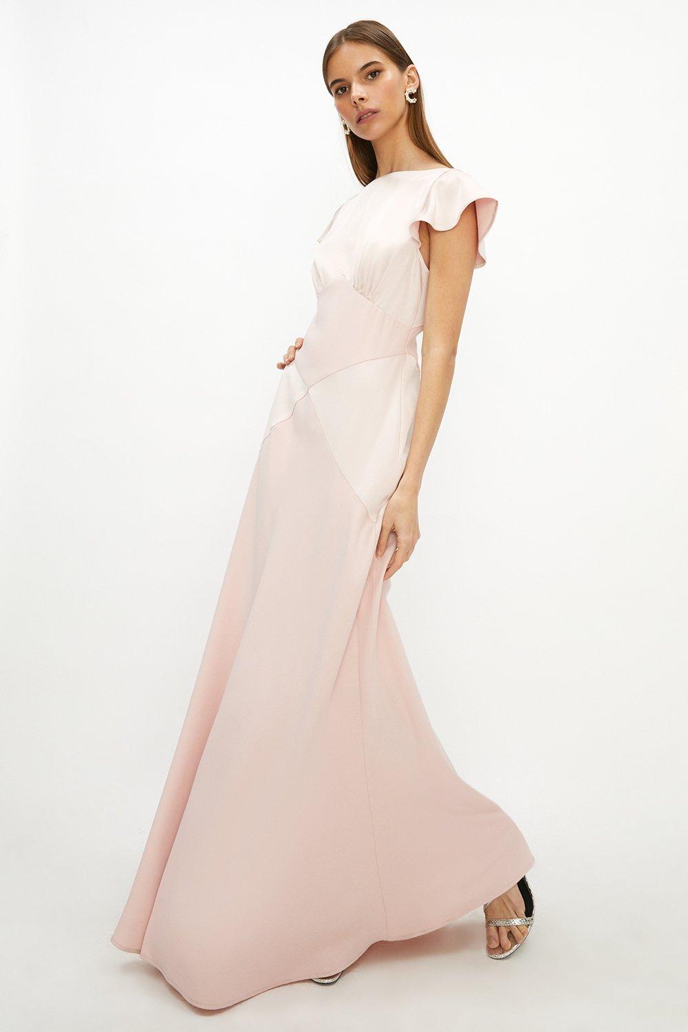 Атласное платье макси со швами Coast, розовый