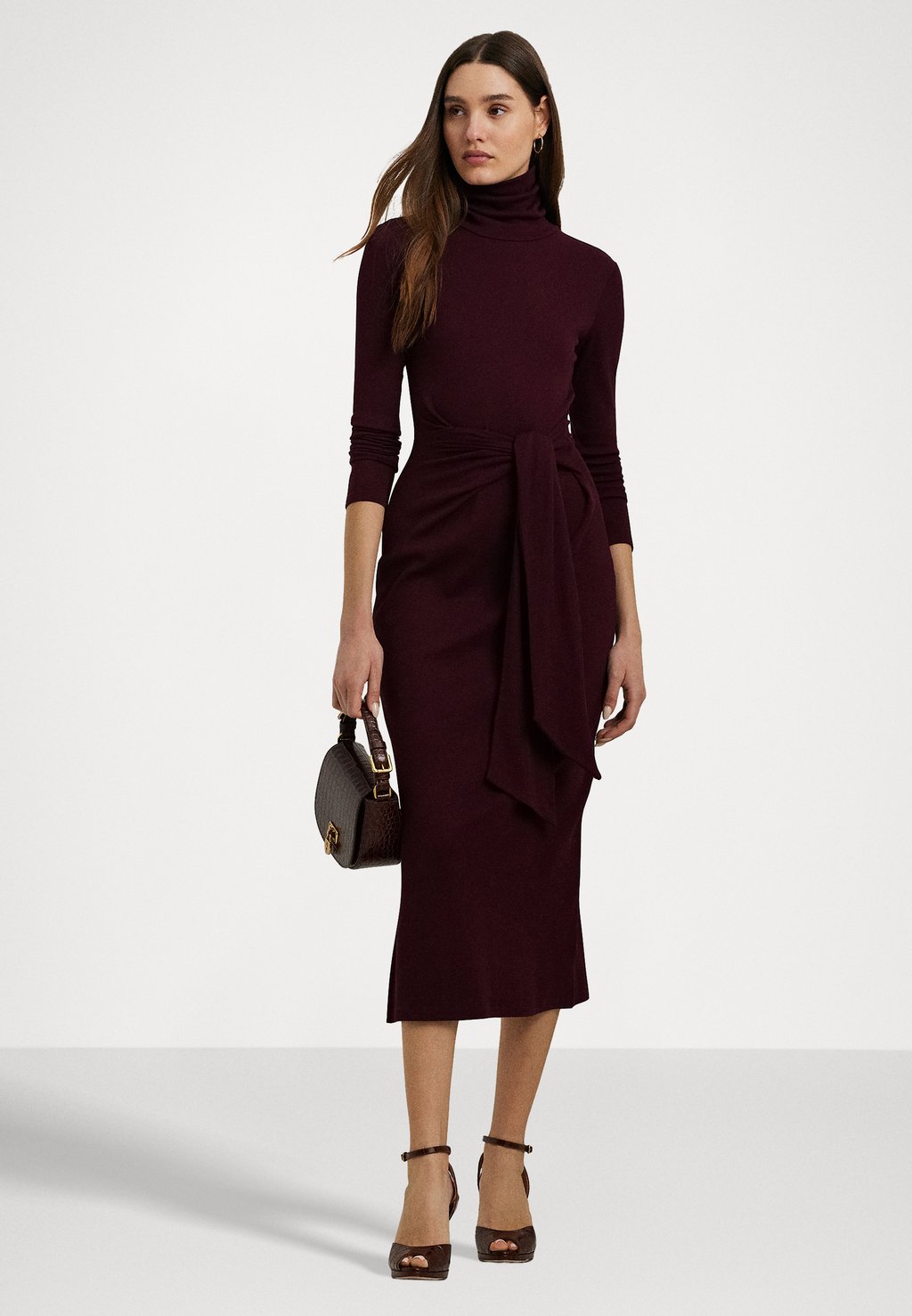 

Платье-джемпер TIE-FRONT TURTLENECK DRESS Lauren Ralph Lauren Petite, темно-красный