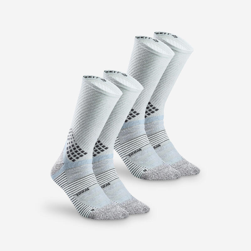 Носки высокие 2 пары - Hike 900 белый/серый QUECHUA, цвет blau