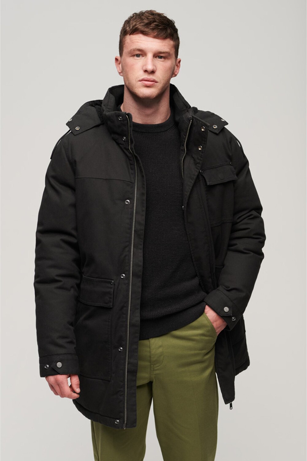 

Парка с капюшоном в рабочем стиле Superdry, черный
