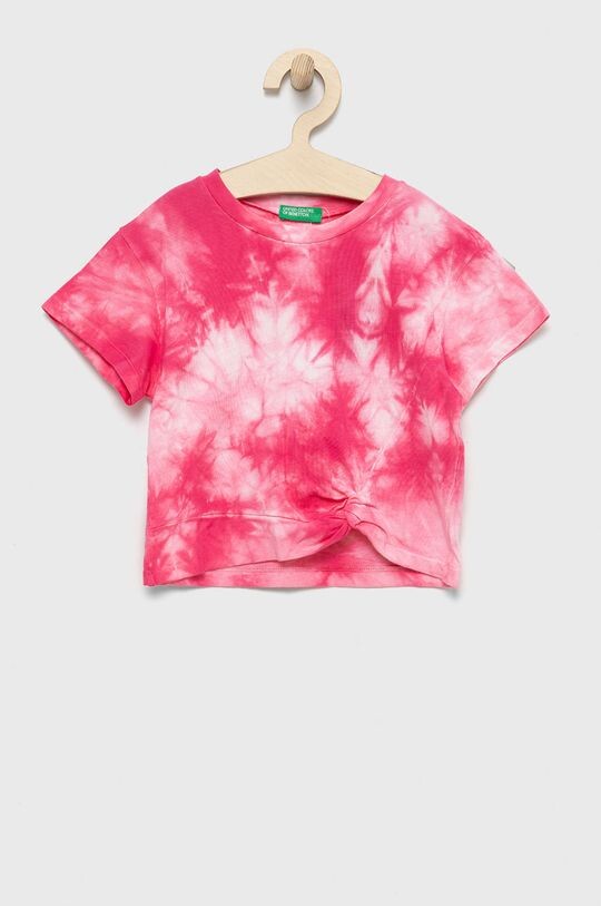 

Детская хлопковая футболка United Colors of Benetton, розовый