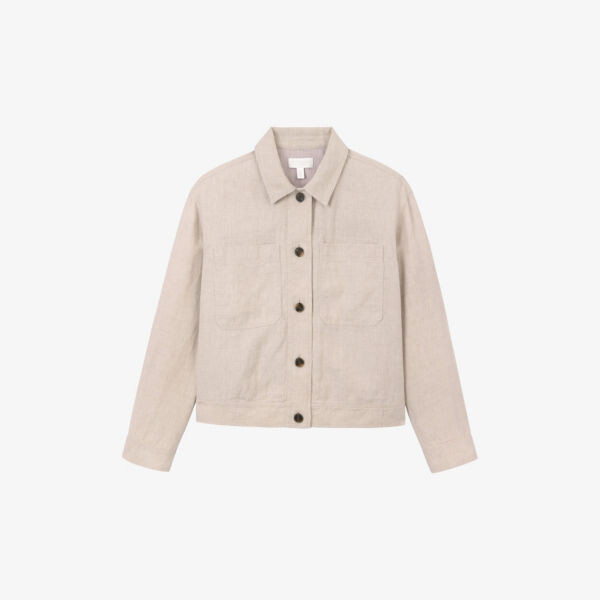 

Льняная куртка свободного кроя с накладными карманами The White Company, цвет flax