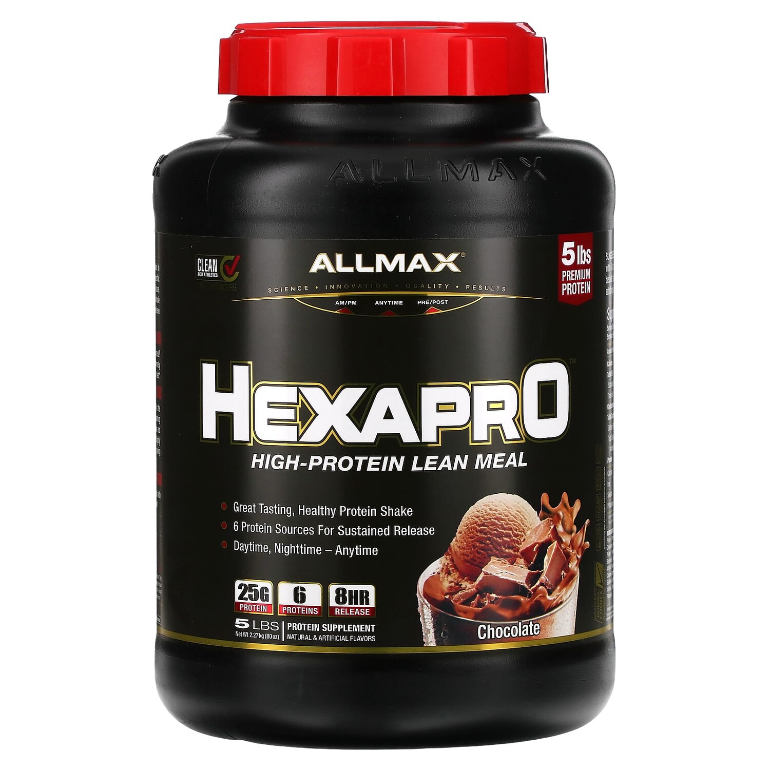 

Hexapro, смесь из 6 протеинов ультрапремиального качества, шоколад, 2,27 кг (5 фунтов), ALLMAX