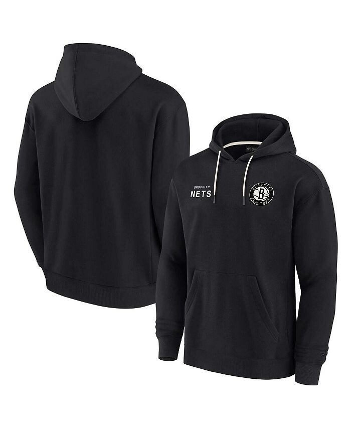 

Мужской и женский черный супермягкий флисовый пуловер с капюшоном Brooklyn Nets Fanatics Signature, черный