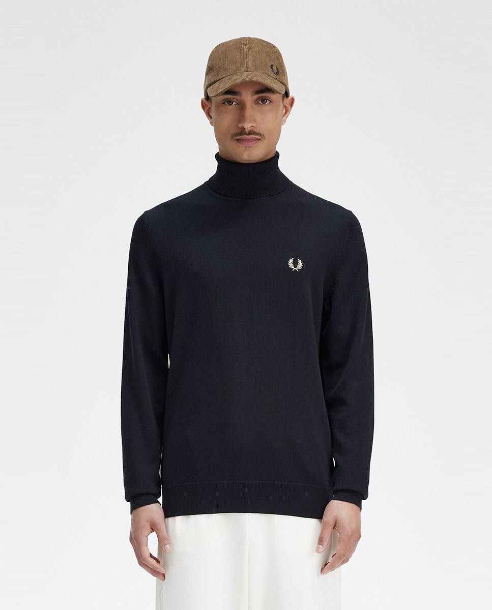 

Мужской свитер с водолазкой прямого кроя Fred Perry, черный