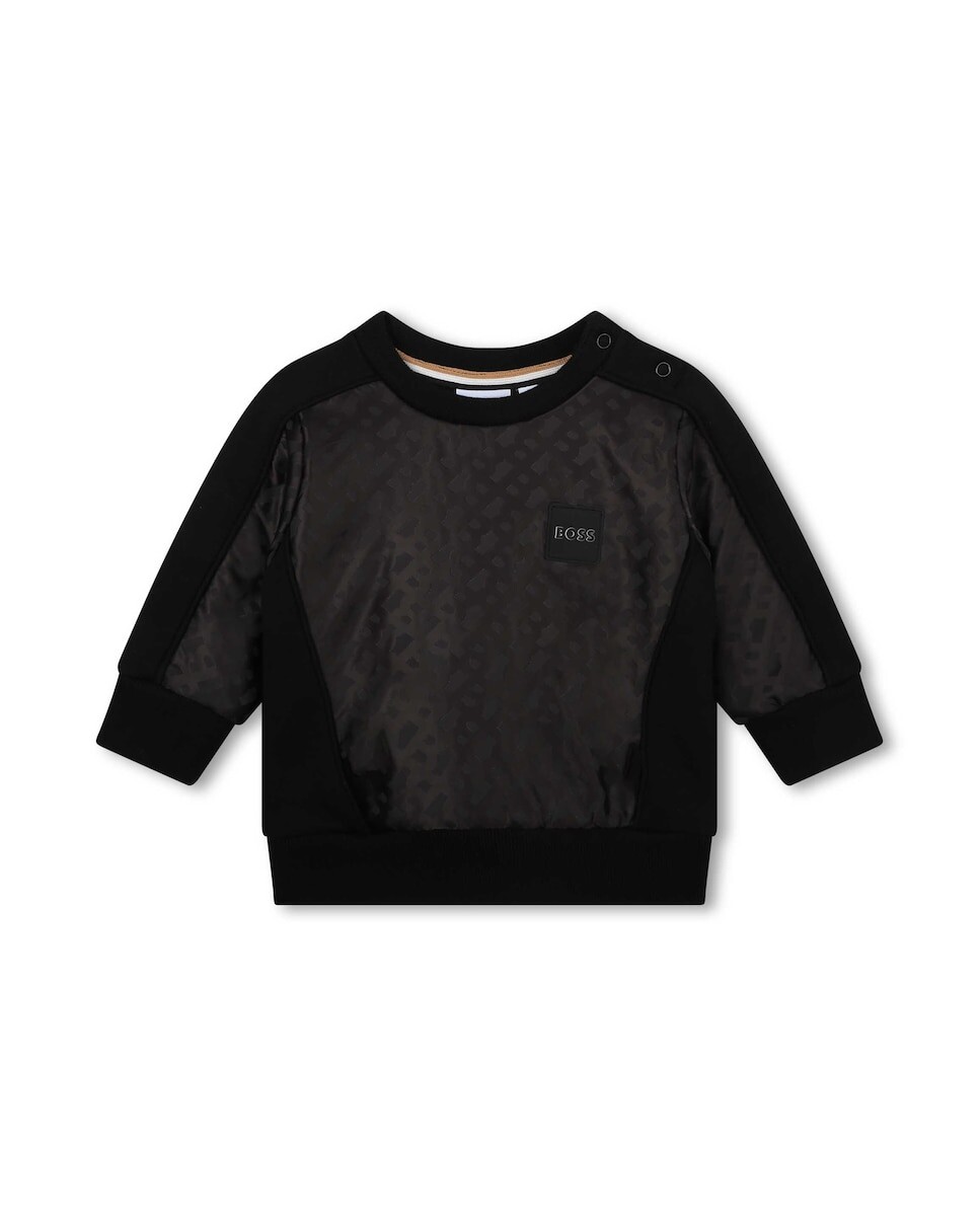 

Толстовка для мальчика с монограммой в тон BOSS Kidswear, черный