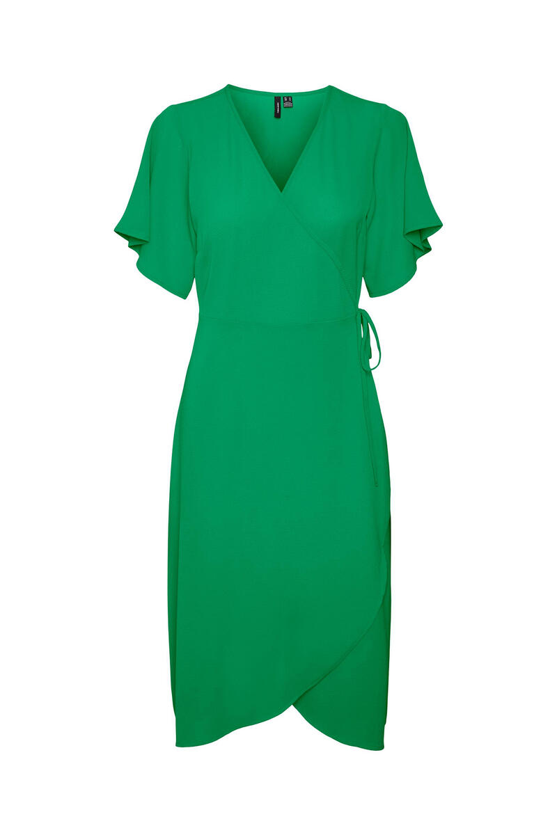 Платье миди с запахом Vero Moda, зеленый белая юбка миди с запахом и завязками vero moda tall
