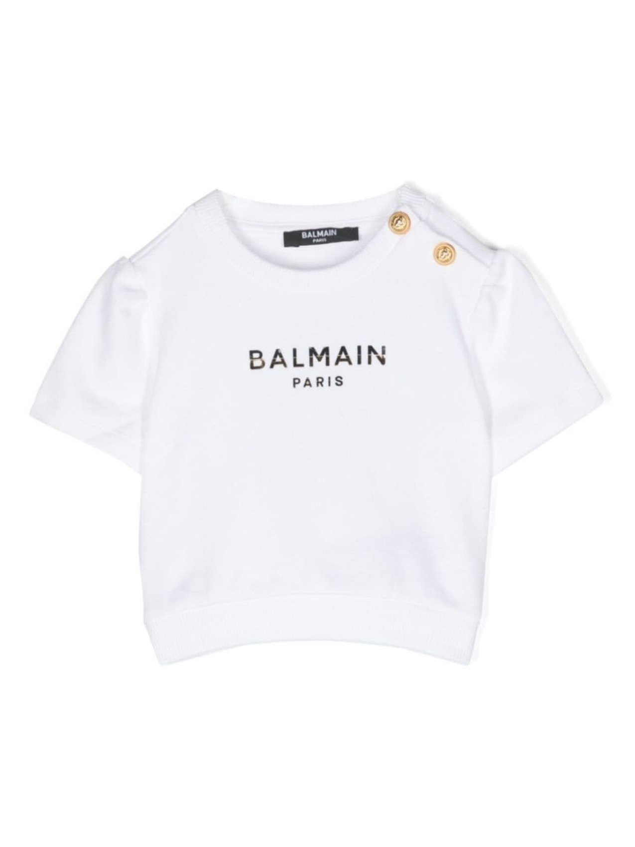 

Balmain Kids футболка с логотипом металлик, белый