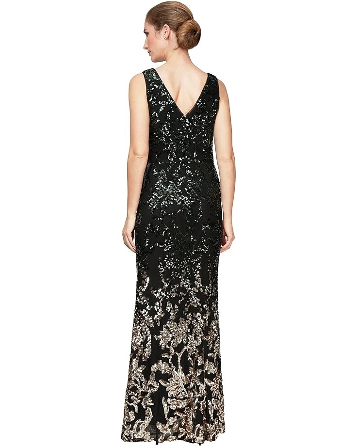 

Платье Alex Evenings Long Sleeveless V-Neck Ombre Sequin Dress, цвет Black Ombre Sequin