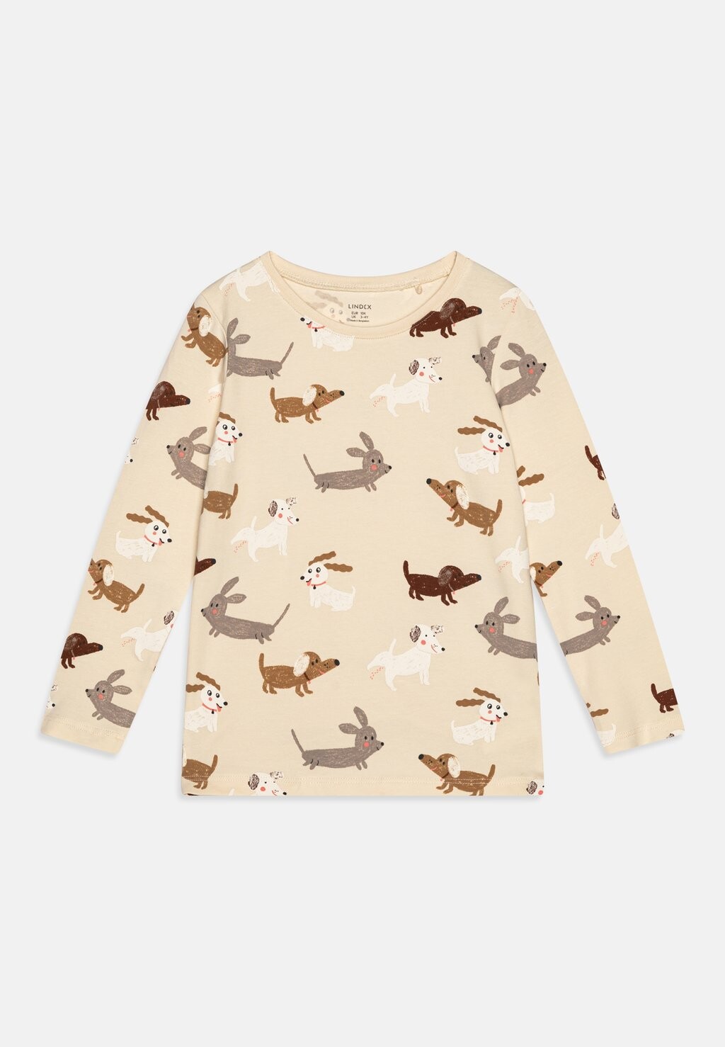 

Футболка с длинным рукавом Dogs Unisex Lindex, цвет light beige