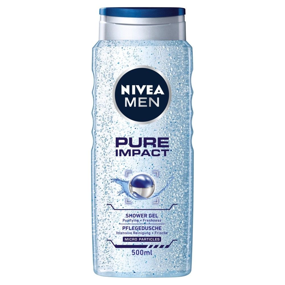 Nivea Men Pure Impact гель для душа, 500 ml губки для уборки impact 11x7x2 5 см целлюлоза 3 шт