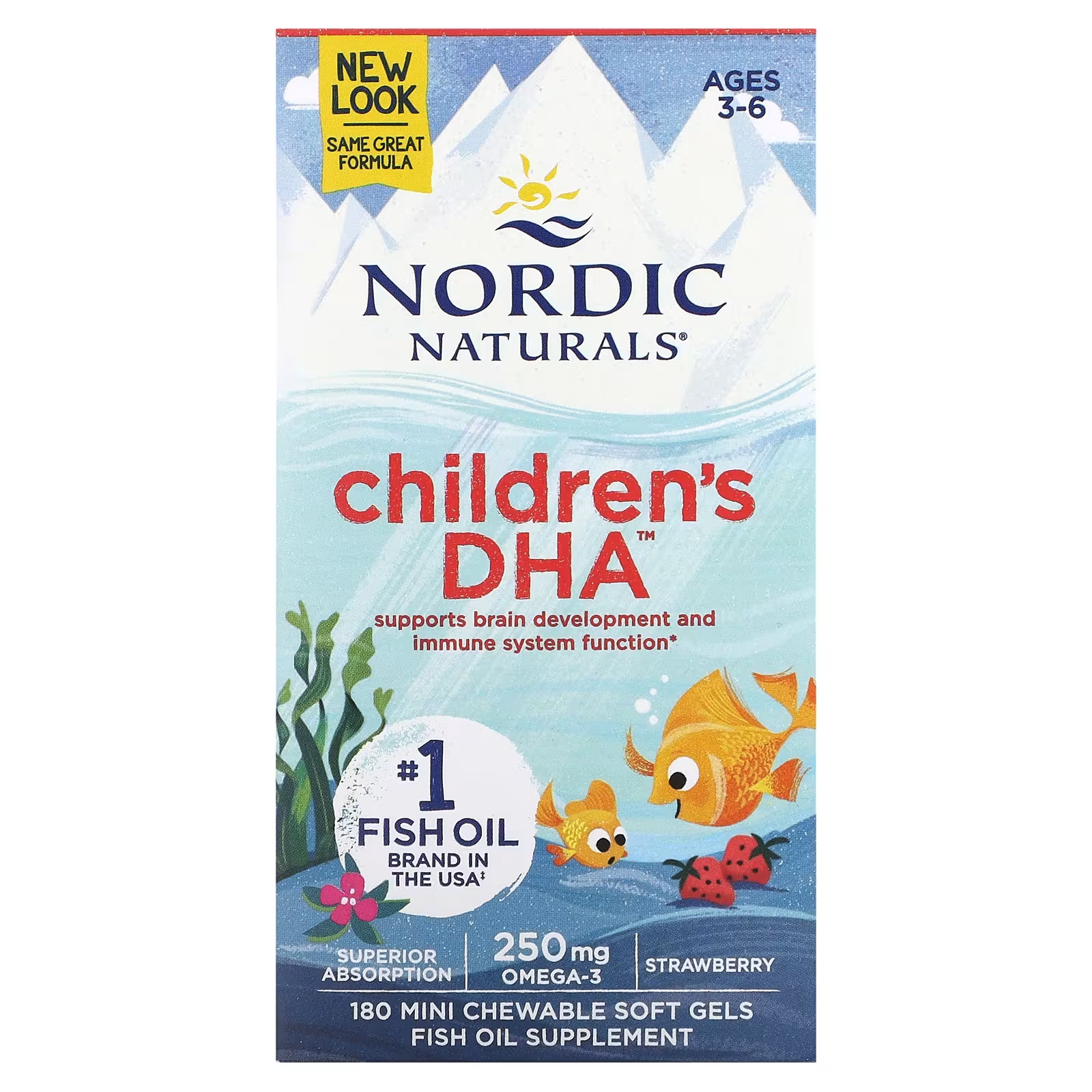 Nordic Naturals Детская ДГК для детей от 3 до 6 лет с клубникой, 180 мини-жевательных мягких гелей nordic naturals детская дгк для детей от 3 до 6 лет клубника 360 мини жевательные мягкие гели