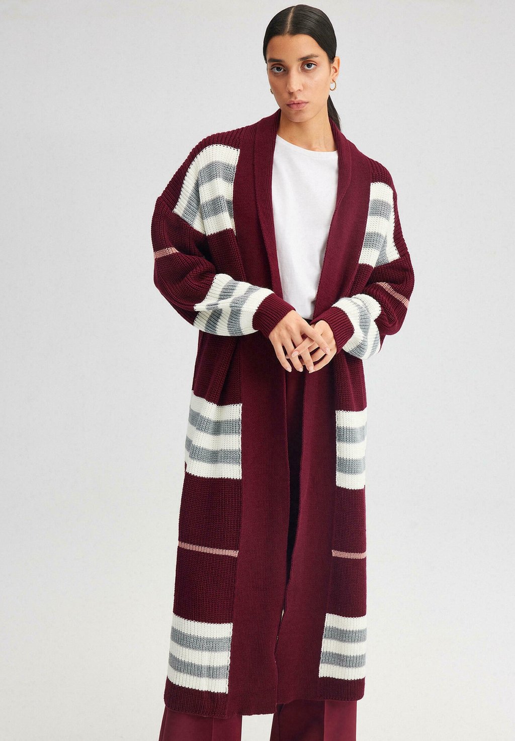 

Кардиган Striped Maxi Touché Privé, цвет burgundy